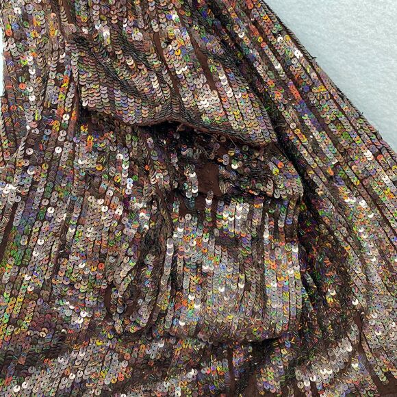 DIABLESS Jacket Womens L Seqiun Embellished Hoodie Coat Full Zip Cinched Brown - Picture 9 of 16